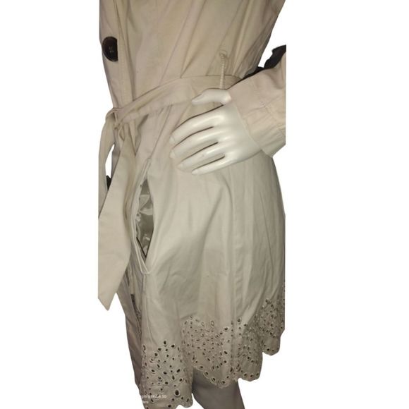 Double Breasted Trench Coat Style Coat or Dress Size Small with pockets Khaki - Picture 7 of 11